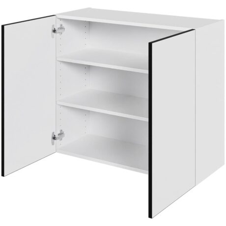 Køkken hyldeskab i White/Black line H: 70,4 cm D: 34,0 cm - Inklusiv 2 hylde - Bredde: 80 cm