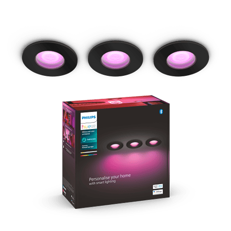 Philips Hue Xamento indbygningsspot - sort/3-pak