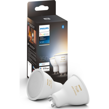 Philips Hue White Ambiance GU10 spotpære, 2-pak